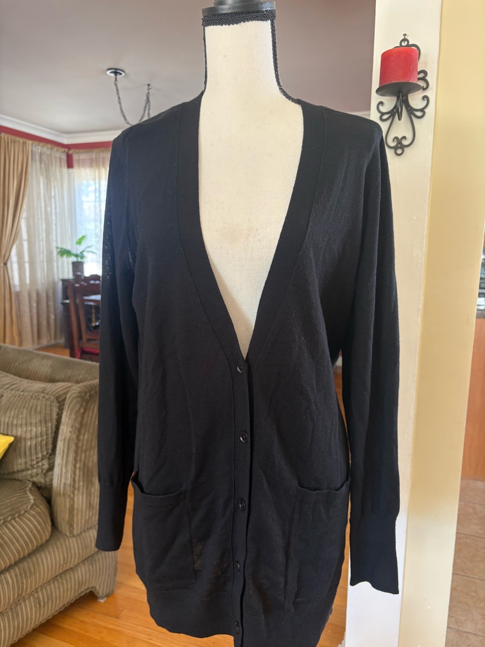 Banana Republic Black V-Neck Button Front Cardigan